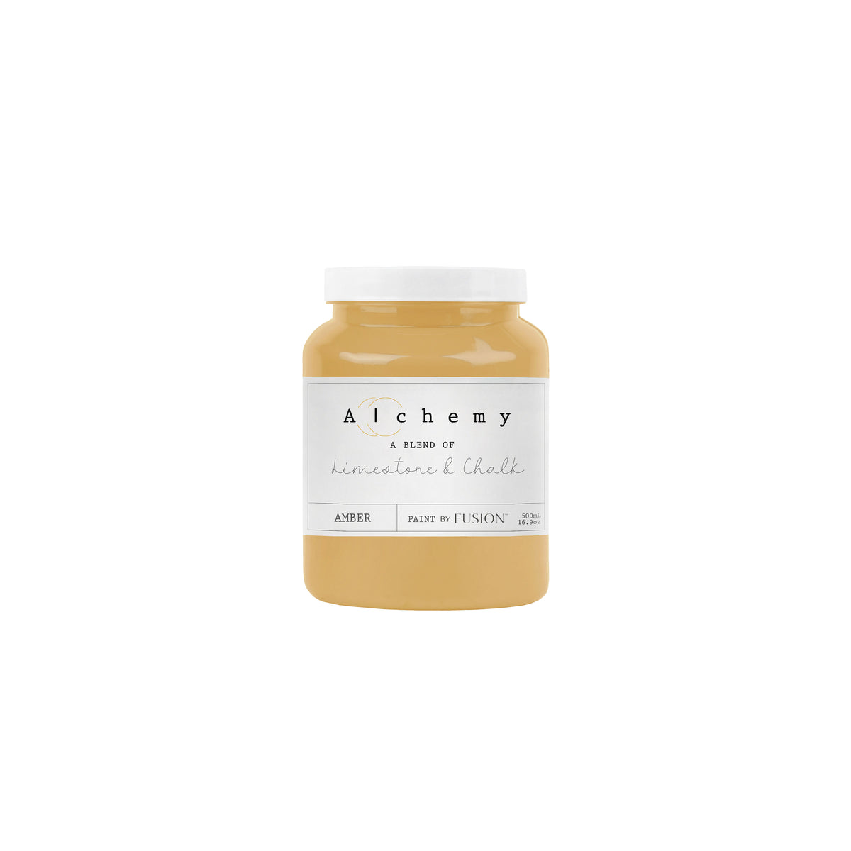 Bote Alchemy by Fusion Amber 500ml, pintura a la tiza oro antiguo con matices óxido, mezcla de limestone y chalk para restauración de muebles