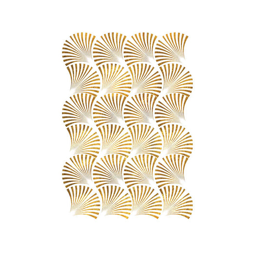 Decor Transfer Geo Wave de Re-Design with Prima - diseño completo con abanicos geométricos dorados estilo Art Déco sobre fondo blanco - pack de 3 hojas
