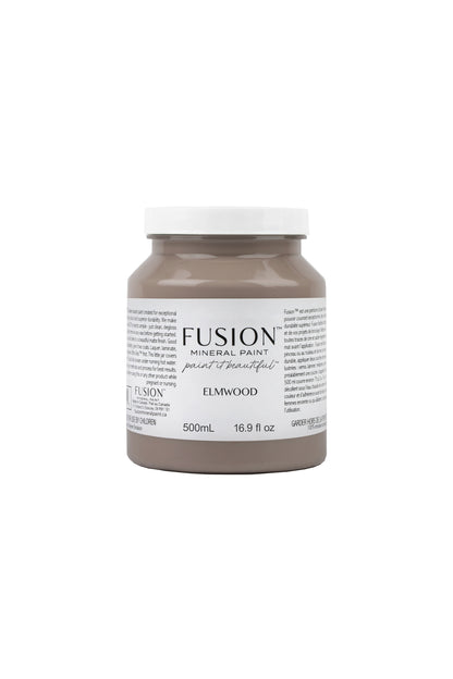 Bote de Fusion Mineral Paint Elmwood 500ml, pintura mineral marrón oscuro con matices grises para restauración de muebles