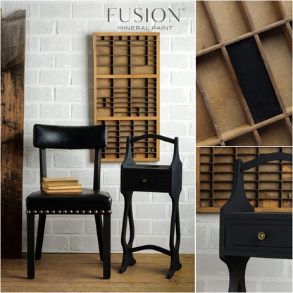 Collage muebles pintados Coal Black negro intenso Fusion Paint