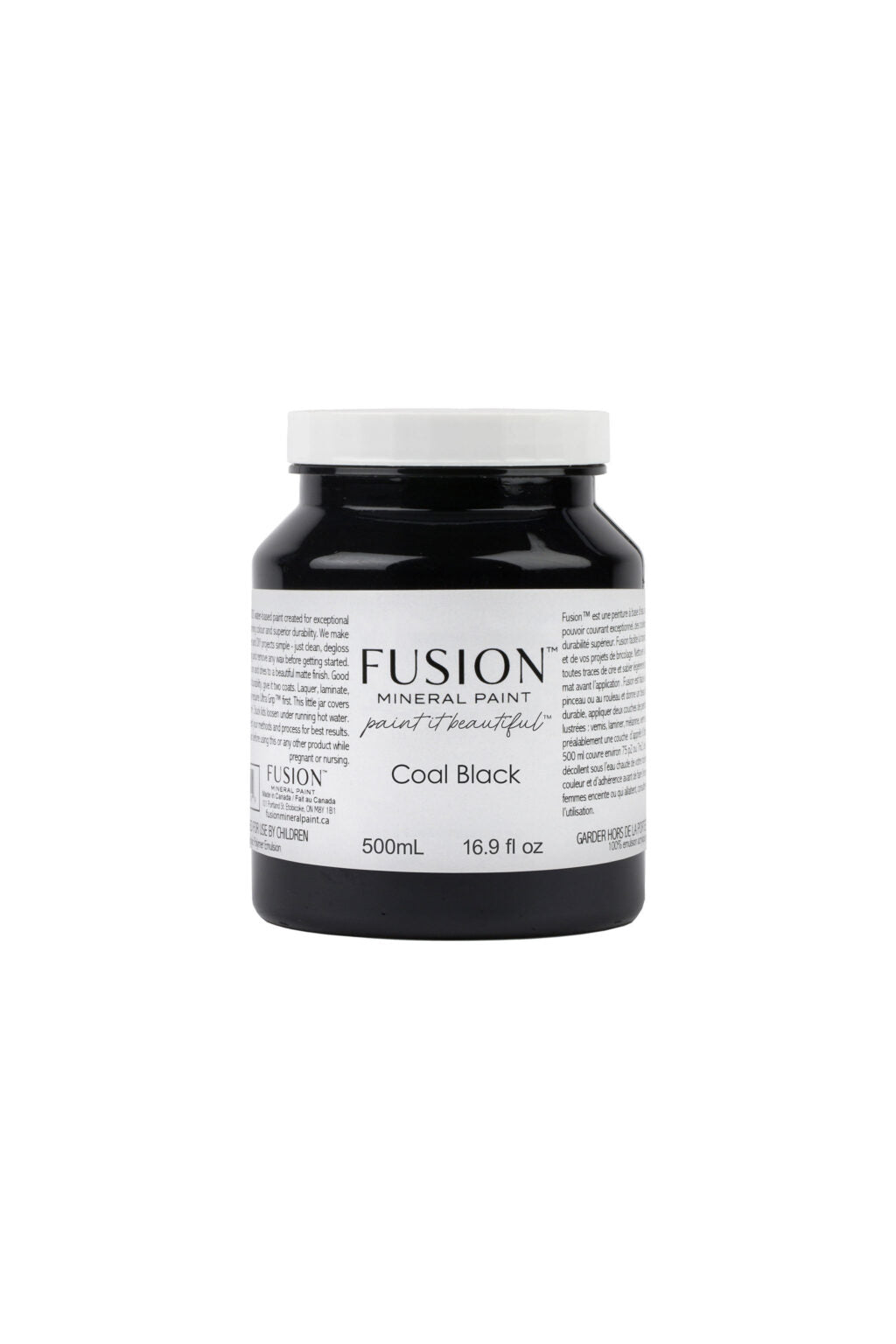 Bote Fusion Mineral Paint Coal Black negro profundo 37ml 500ml