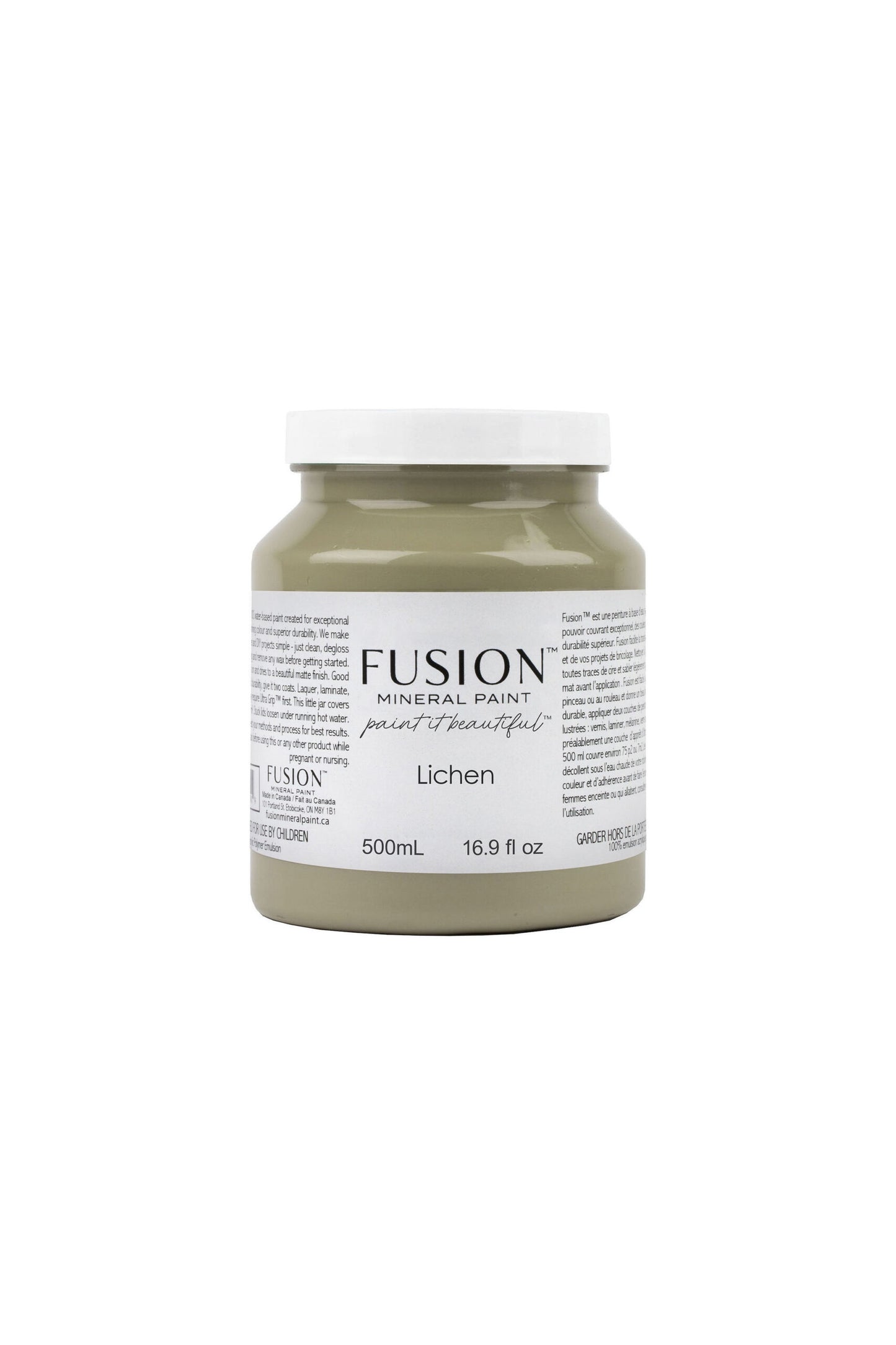 Bote Fusion Mineral Paint Lichen gris verdoso natural 37ml 500ml