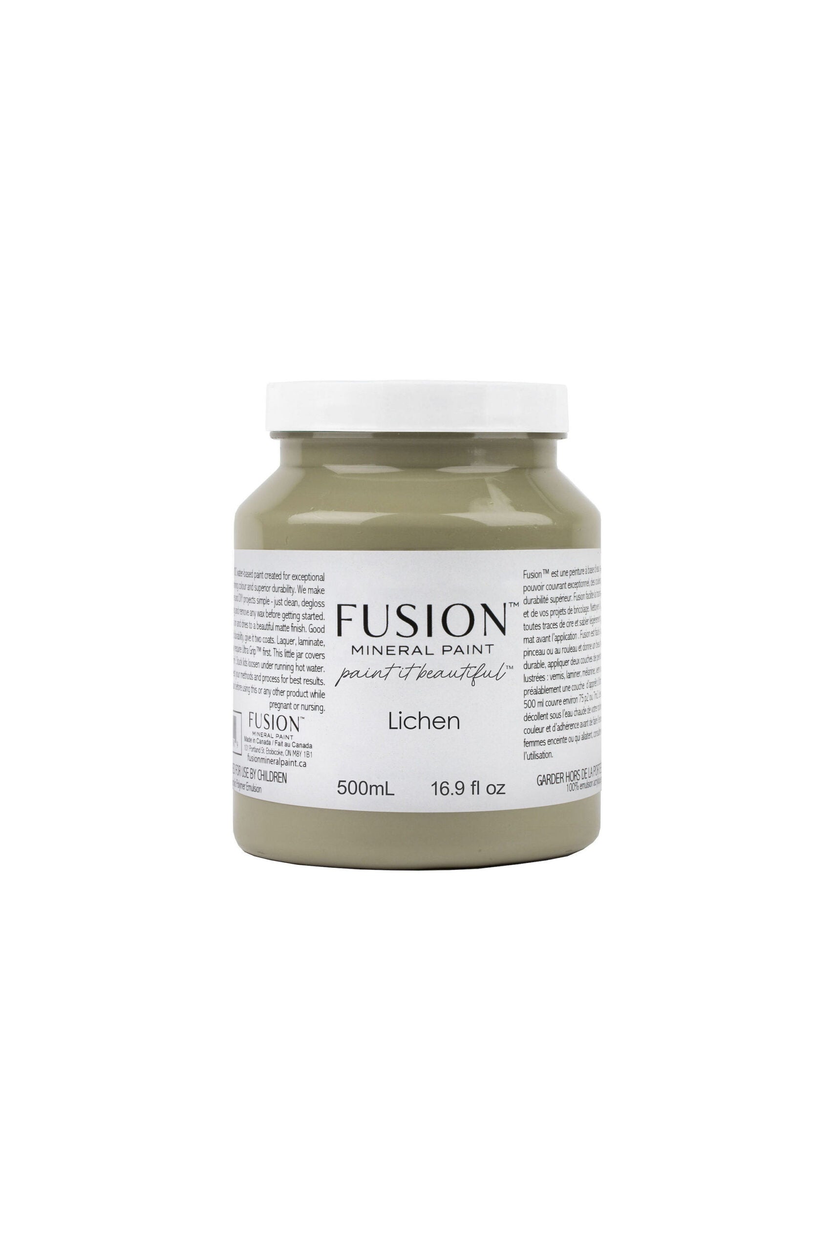 Bote Fusion Mineral Paint Lichen gris verdoso natural 37ml 500ml