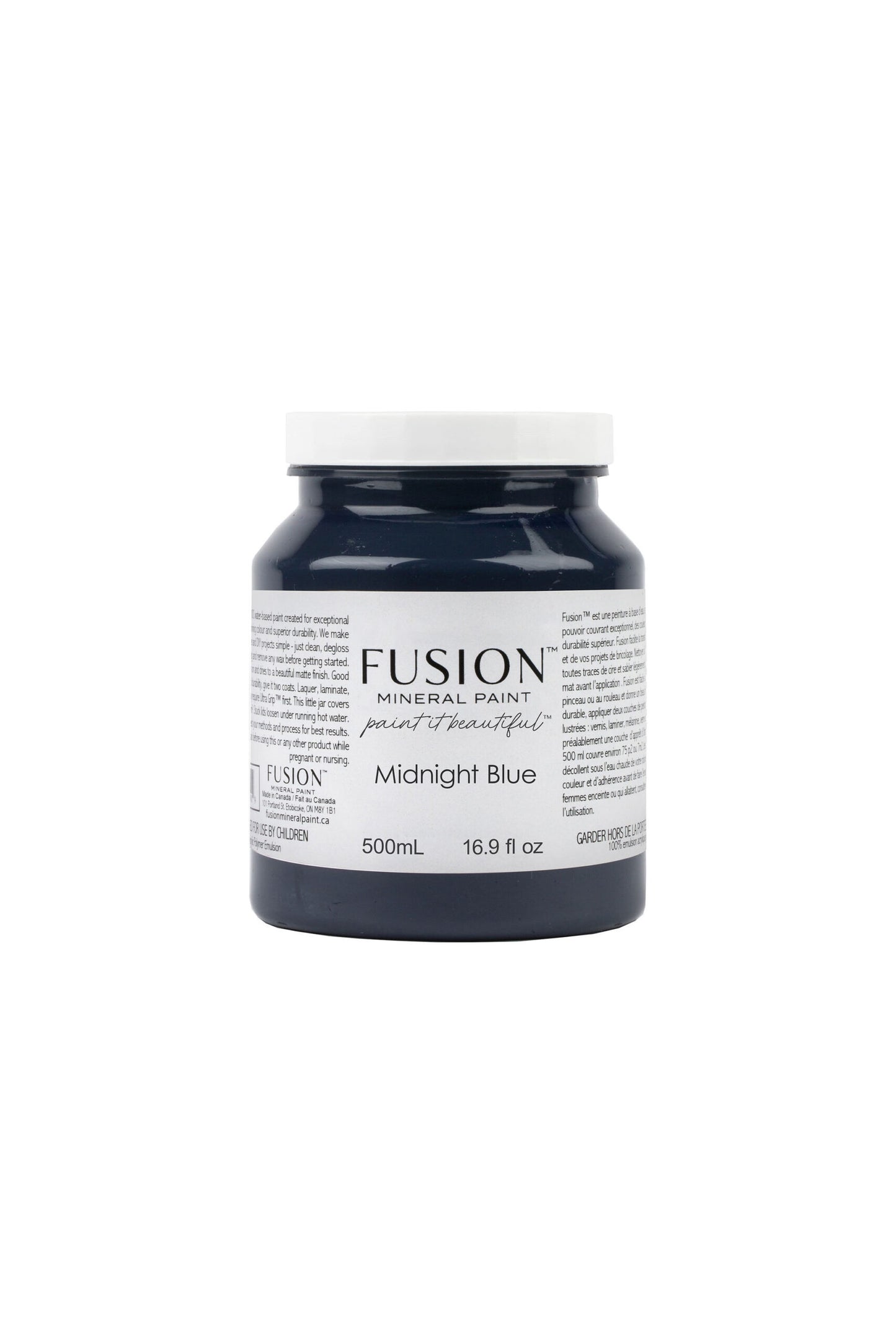 Bote Fusion Mineral Paint Midnight Blue azul marino 37ml 500ml