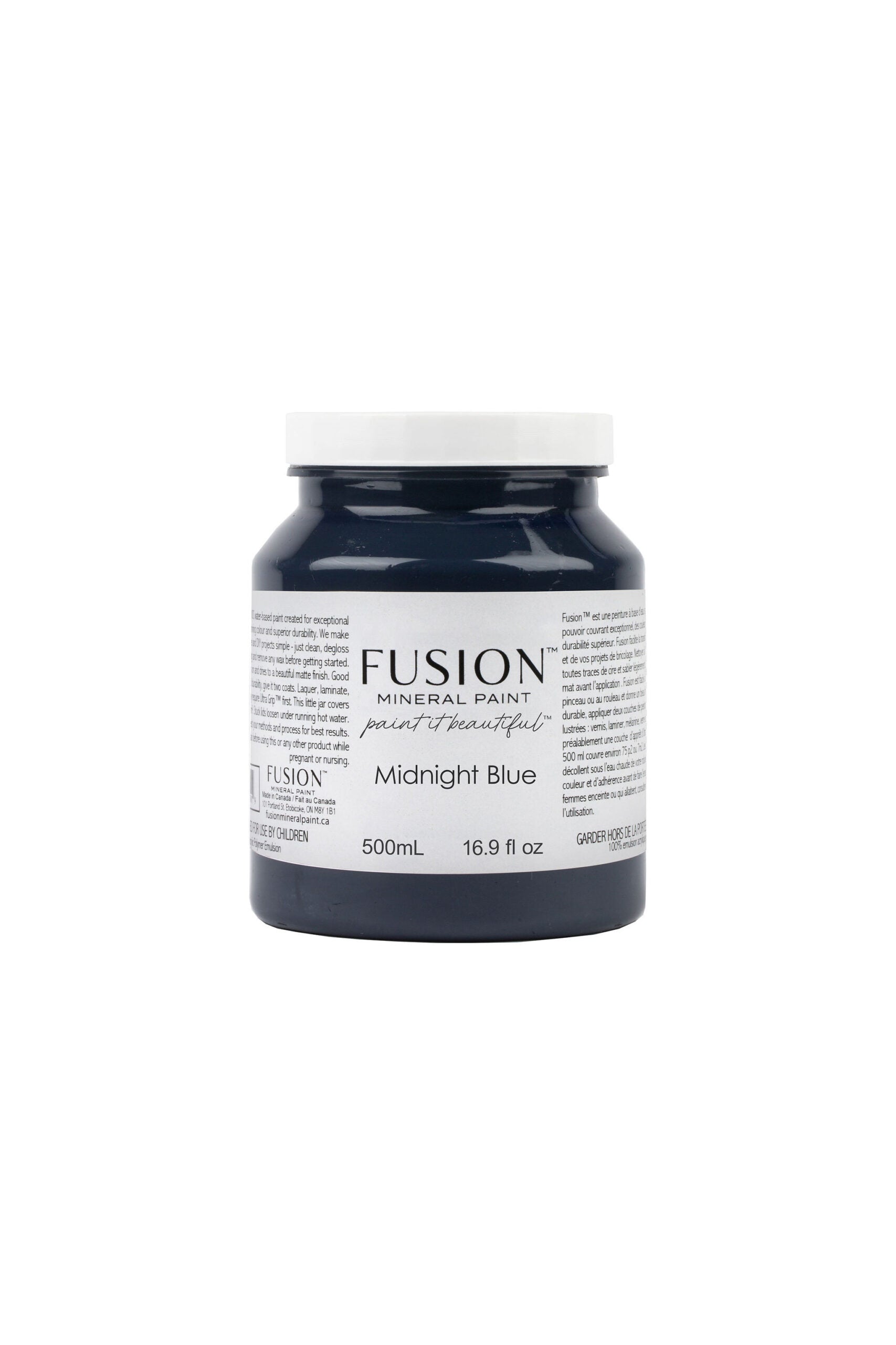 Bote Fusion Mineral Paint Midnight Blue azul marino 37ml 500ml