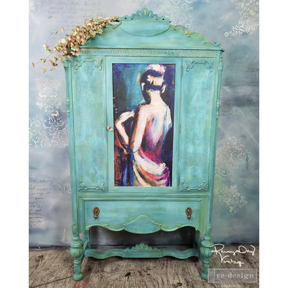 Papel tissue Harmony aplicado sobre mueble restaurado – resultado integrado y duradero con chalk paint