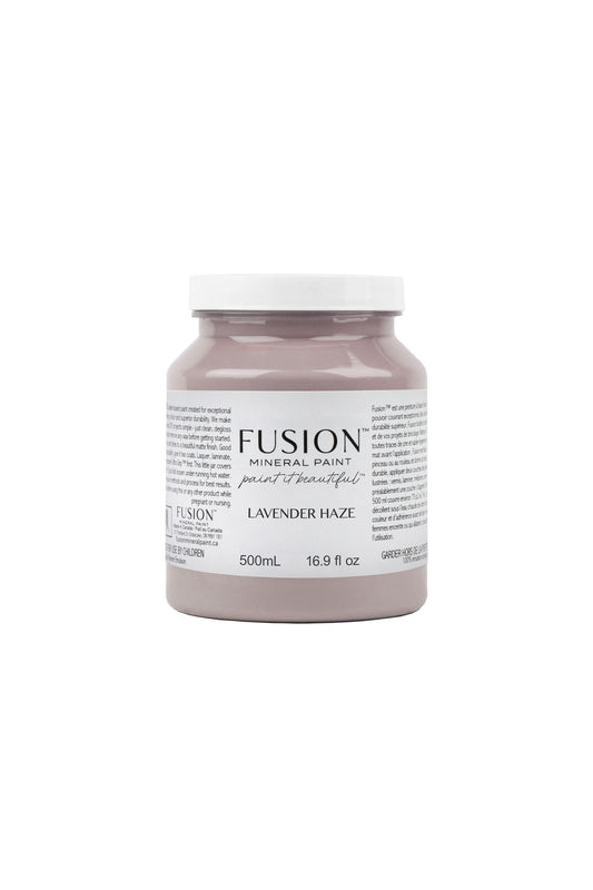 Bote de Fusion Mineral Paint Lavender Haze 500ml, pintura mineral lavanda con matices malva mate para restauración de muebles