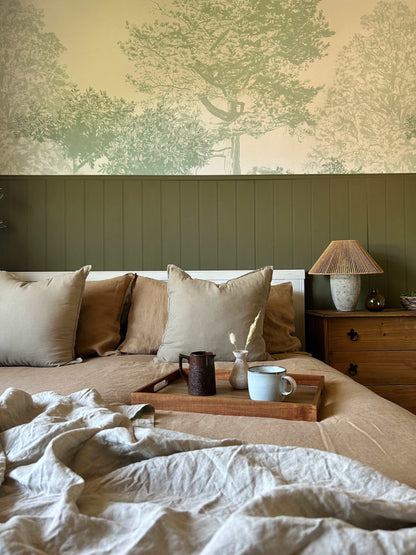 Pared pintada en Wall Paint Olive de Annie Sloan

