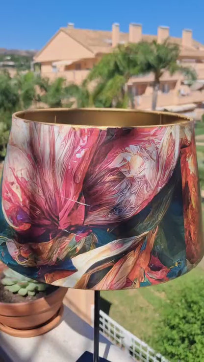 Art-Déco-Lampenschirm mit Blumenmuster | Handgefertigter Decoupage-Lampenschirm